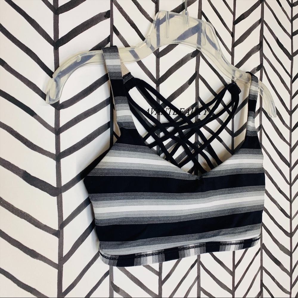 🔸 Lululemon free to be wild bra striped black 4 - Picture 4 of 9